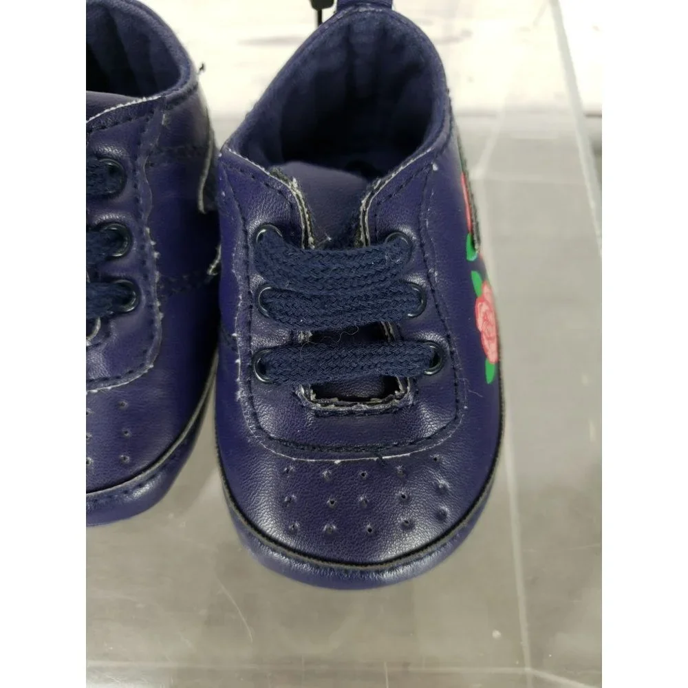 FILA baby girl 6/9 months floral lace up‎ crib soft shoes